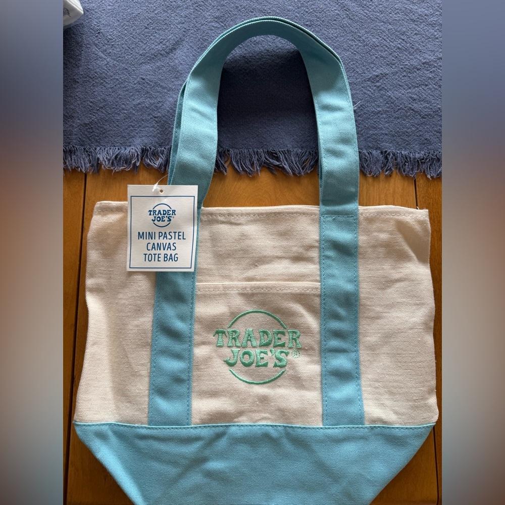 Blue and Cream Canvas Tote Bag